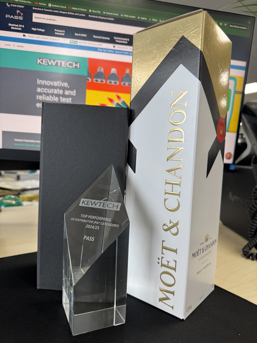 Thank you, @Kewtechcorp, for presenting us with this award for being the top UK distributor of #Kewtech PAT Testers!

We want to thank all our wonderful, loyal customers. This wouldn’t be possible without your trust &amp; support. 

Cheers 🥂

#PATtester #PATtesting #ElectricalSafety