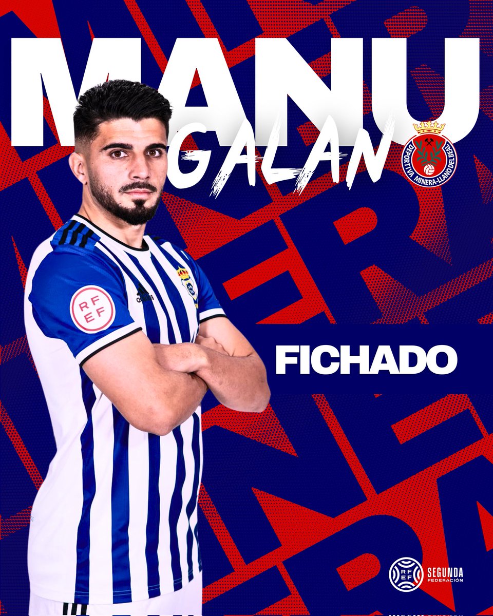DeportivaMinera's tweet photo. 🚧 𝐌𝐚𝐧𝐮 𝐆𝐚𝐥𝐚́𝐧, un defensa de garantías para la #DeportivaMinera

🛡️ El zaguero, que se incorporará a la disciplina minera a partir del 1 de julio, ha defendido escudos como el del @recreoficial, @SevillaFC o @SDHuesca 

#BienvenidoGalán https://t.co/n5eJrdV3gR