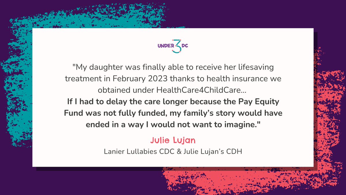 Under3DC's tweet image. Affordable health care keeps early educators healthy, stable, and able to care for #WashingtonDC children. The HealthCare4ChildCare program works, but only if the #payequityfund is fully funded. @councilofdc @ChmnMendelson @chenderson Fund HealthCare4ChildCare in the FY26 budget…
