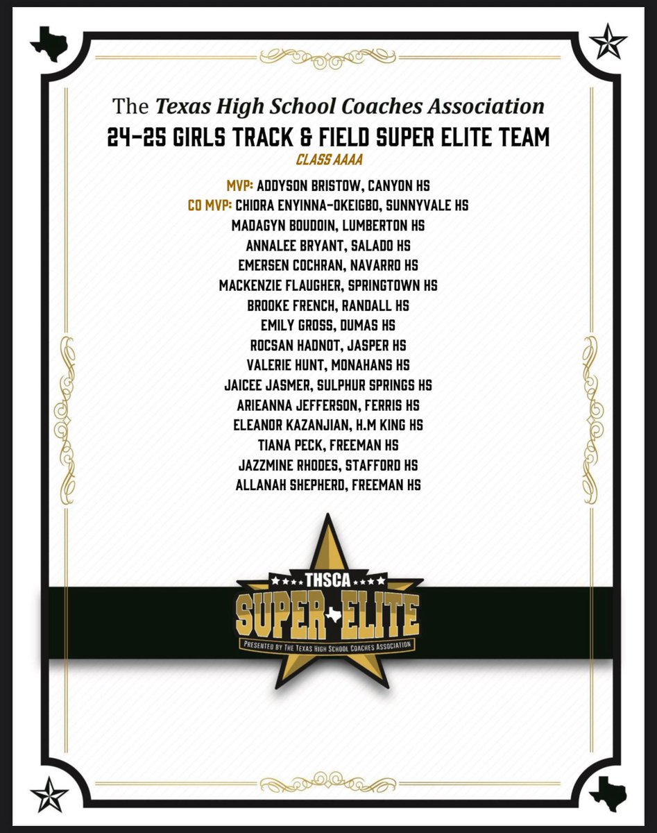 Wasn’t expecting this at all but I am grateful for this accomplishment. Making the 24-25 4A Super Elite Team is amazing. Special Thank you to <a href="/coach_dj6/">Domonique Johnson, MEd</a> for being locked in with me along the way <a href="/fhsgoldtrack/">Freeman High School Track and Field</a> <a href="/fhsgoldsports/">Freeman High School Athletics</a>
