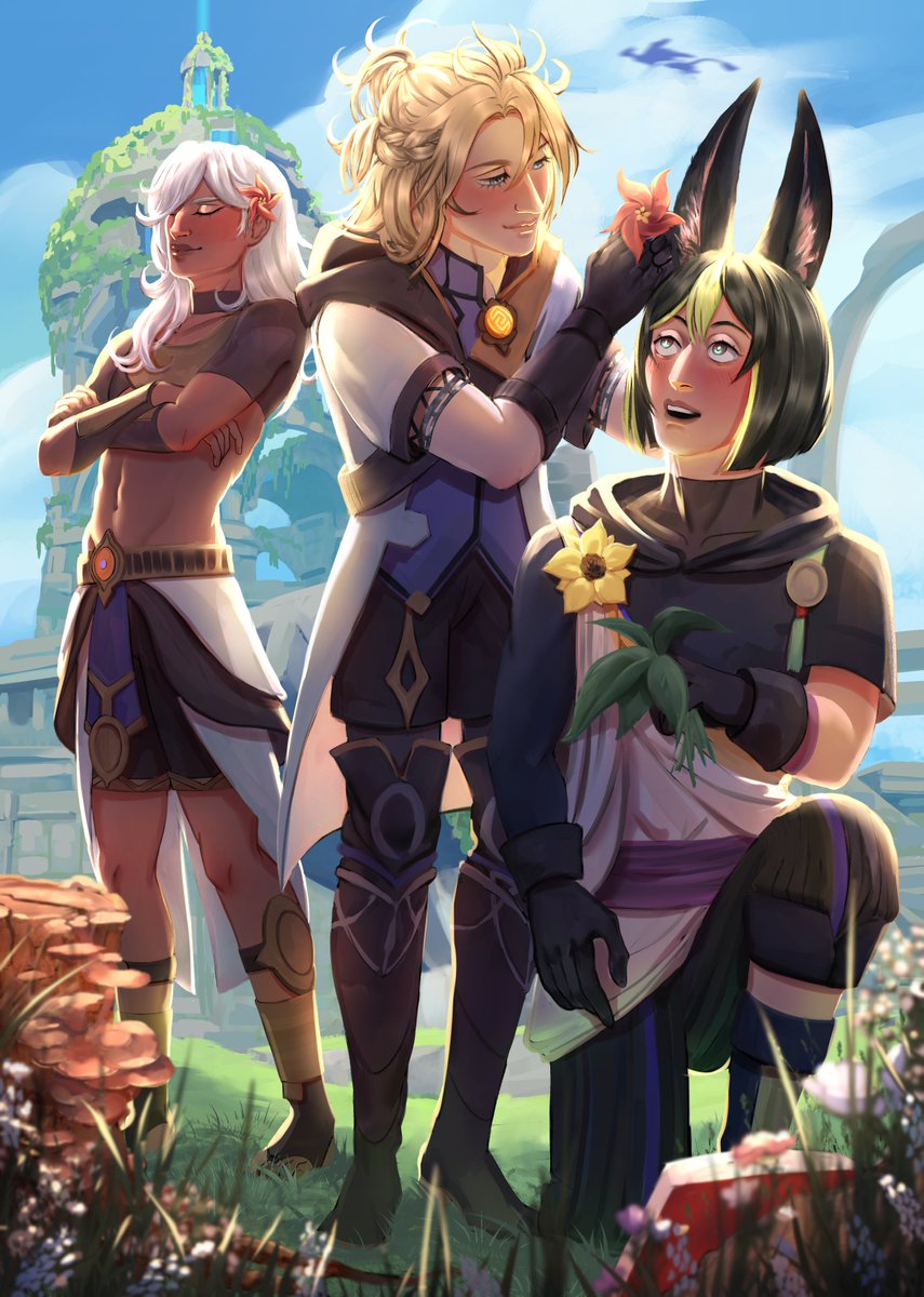 dreielire's tweet image. I can share my piece(s) for @teyvat_travelog 🥰
starting with Cyno, Tighnari and Albedo having a field day in brightcrown mountains 😌
#Cynonaribedo #GenshinImpact