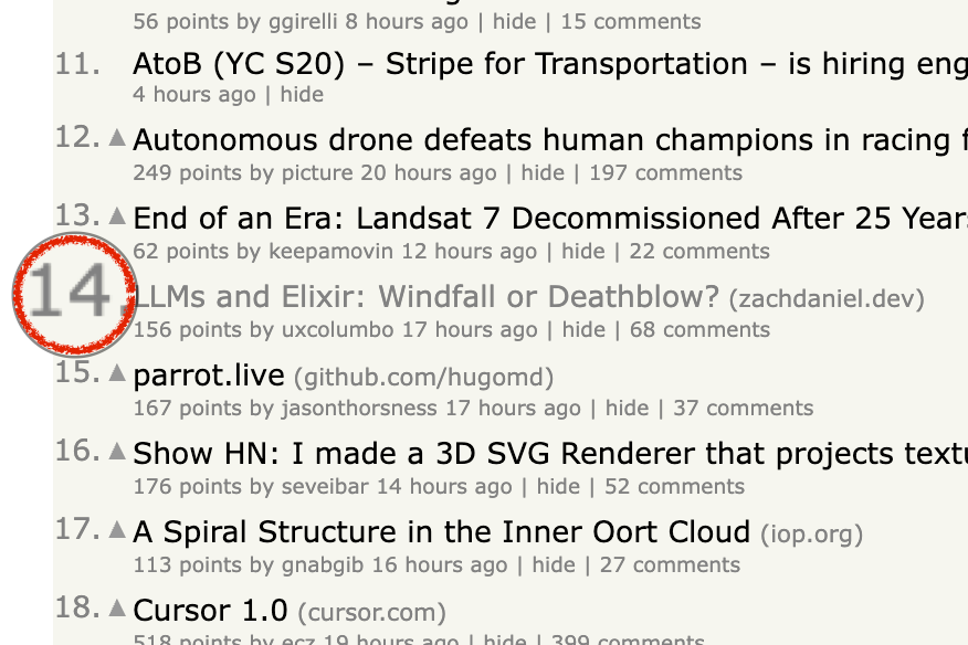 pragprog's tweet image. Pragprog author @ZachSDaniel1  climbing up front page of HN

#elixir #elixirlang #LLMs 

article link in 🧵