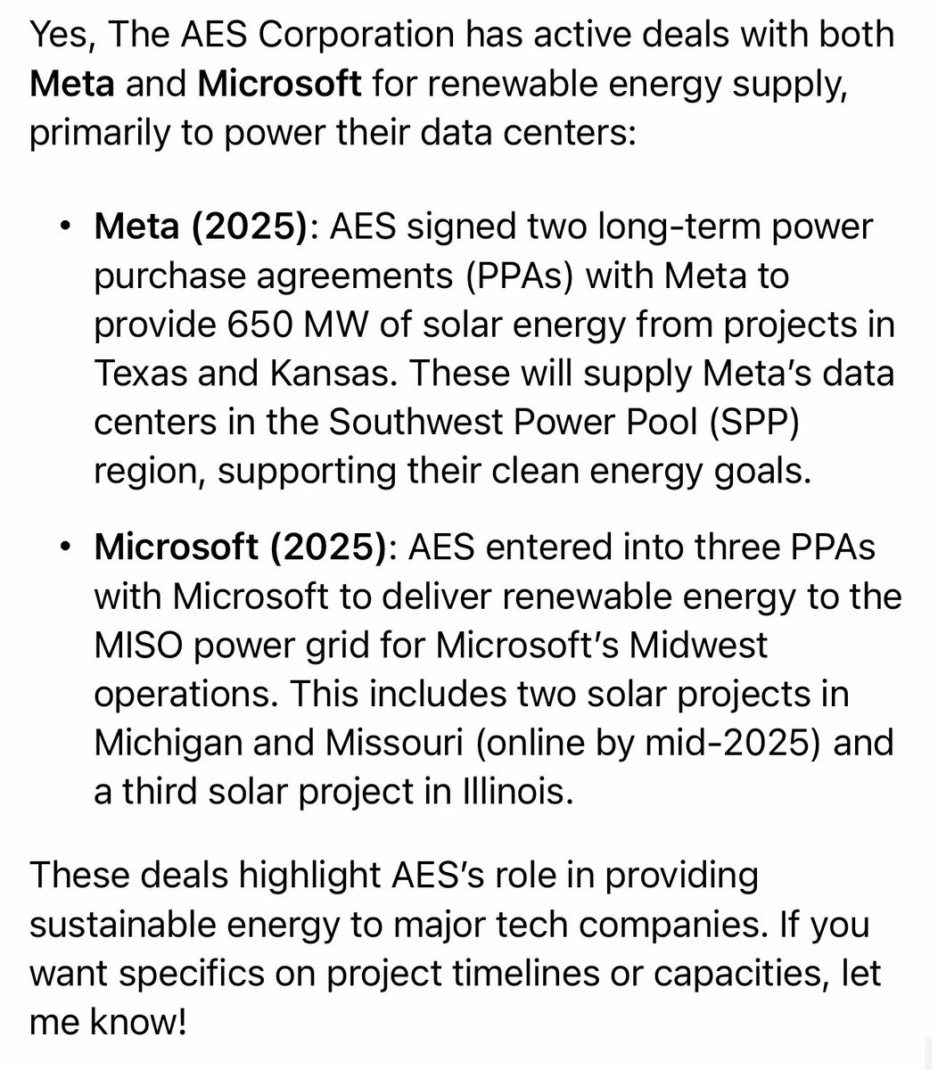 TheBronxViking's tweet photo. $AES Another energy company seeing unusual call buying ✍️

They already have contracts with $META &amp; $MSFT https://t.co/6CJa81OUju