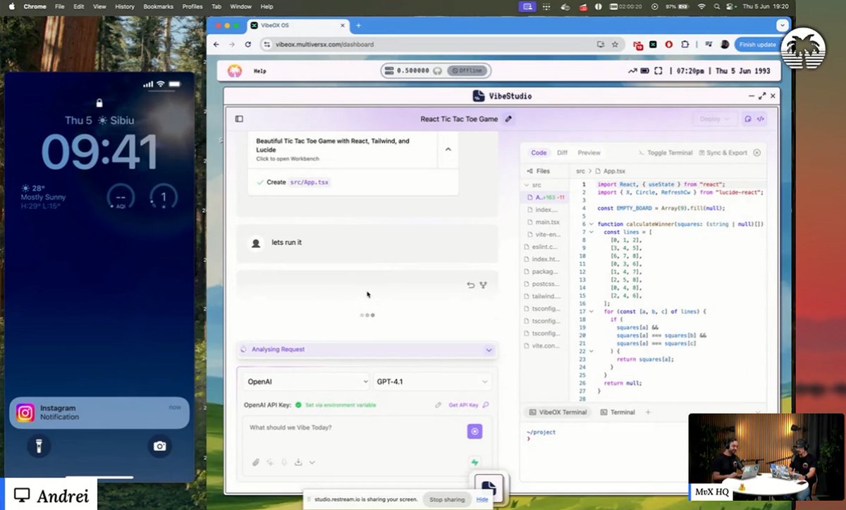So <a href="/MultiversX/">Multiversᕽ</a> just launched,

An AI-focused OS running on a hybrid-supernova Souvereign Chain. Running in the browser?!?

Was not expecting this one 👀
vibeox.multiversx.com