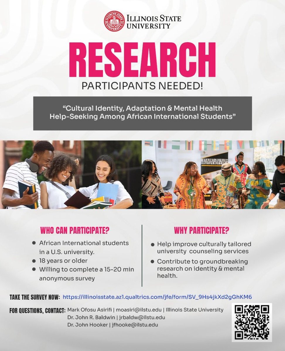 Hi all African Scholars in the States : This survey might interest you 📚.
Please fill and share !
telegra.ph/CALL-FOR-PARTI…
<a href="/Ahmypeace/">Amaka Peace Chiemezie</a> <a href="/ISUGradSchool/">Illinois State Graduate School</a> <a href="/Voice_Of_UPSA/">𝐕O𝐈C𝐄 𝐎f 𝐔𝐏𝐒𝐀</a> <a href="/grasagusa/">GRASAG-USA</a>