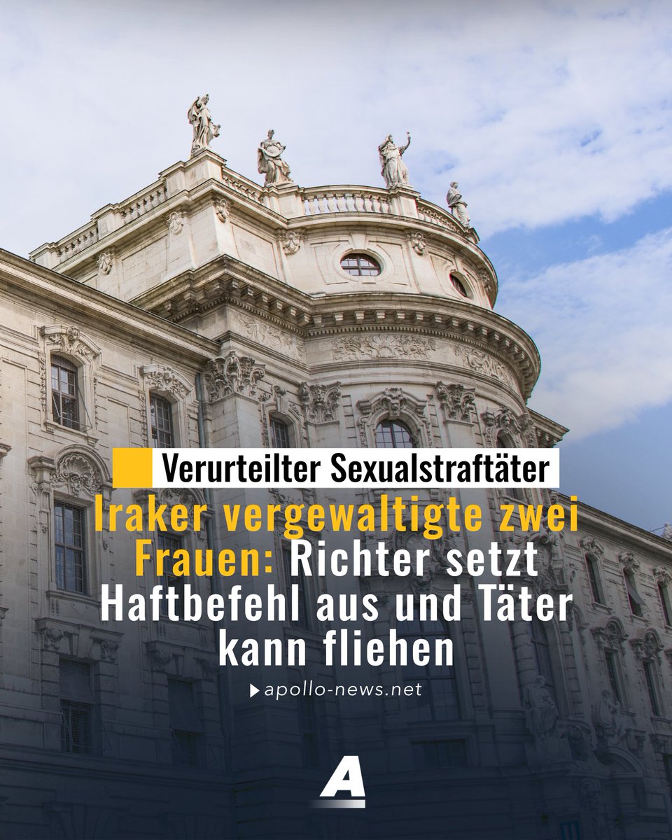 Weil ein Münchner Richter den Haftbefehl der Staatsanwaltschaft außer Kraft gesetzt hatte, konnte ein Iraker, der zwei Frauen vergewaltigt hatte, fliehen. Nun wurde er in Abwesenheit zu viereinhalb Jahren Haft verurteilt.
apollo-news.net/iraker-vergewa…