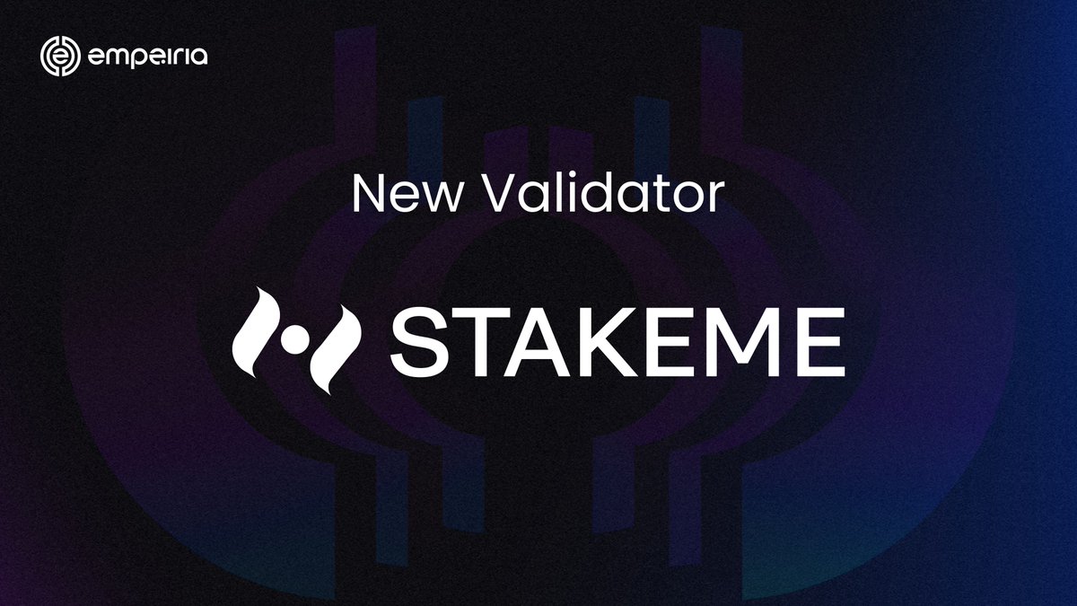 STAKEME Joins Empeiria as a Validator!

We’re excited to welcome @STAKEME_pro as a new validator in the Empeiria ecosystem!

STAKEME is a trusted validator and Web3 infrastructure provider, securing over $55 million in assets across 20+ mainnets. With a vibrant community of over