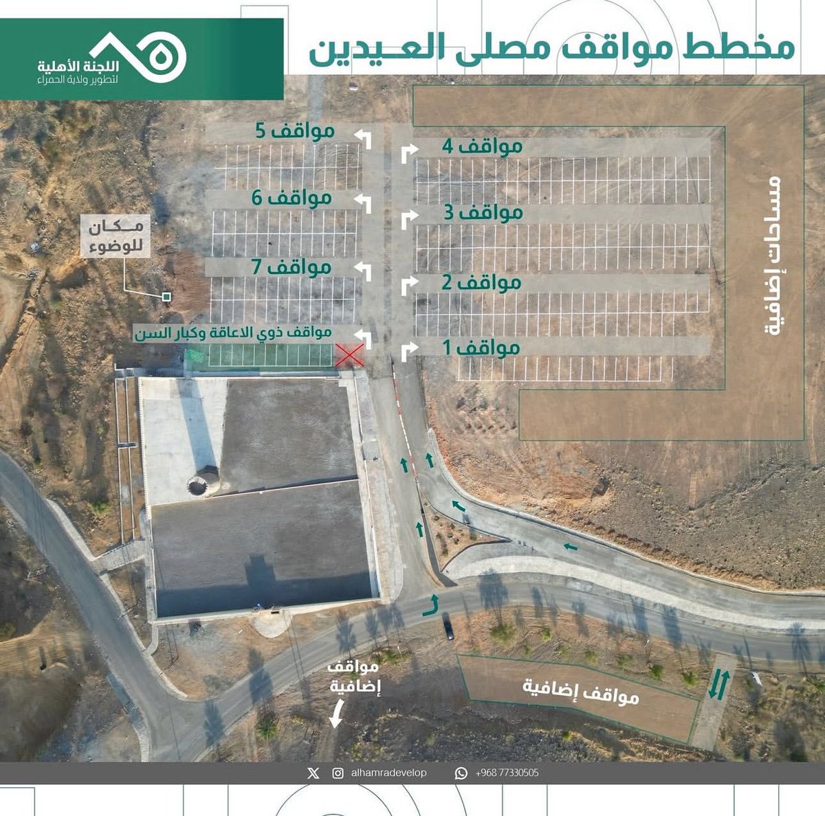 alhamradevelop's tweet photo. مخطط توضيحي لمواقف مصلى العيدين لتسهيل الحركة
نرجو من الجميع الالتزام بالأماكن المخصصة، واستخدام المواقف القريبة لذوي الإعاقة وكبار السن
كما تتوفر مواقف اخرى بجانب متنزه الحبل
ونذكر الجميع بعدم الوقوف على مداخل المصلى وعلى طريق المصلى-متنزه الحبل
وكل عام وأنتم بخير
شكرًا لتعاونكم https://t.co/VqeWyTZEDW