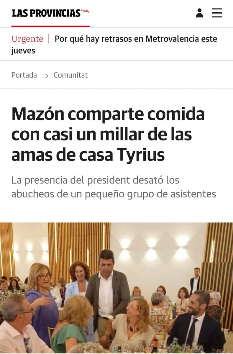 Mazón ha vingut hui a la Ribera, comarca afectada per la Dana, a fer el que millor se li dona: anar de dinar

Per molt que ho intente no pot frenar el sentir de tot un poble indignat per la seua negligència que va causar 228 morts

#mazondimissió #volemvotar