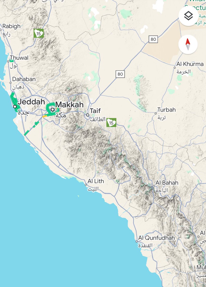 Muslims around the world are performing the Hajj pilgrimage in Makkah. 

Like much of the western edge of the Arabian peninsula, Makkah is located adjacent to the hills that form part of the rift valley escarpment. 

This screen shot gives a glimpse of Makkah hills at sunset.