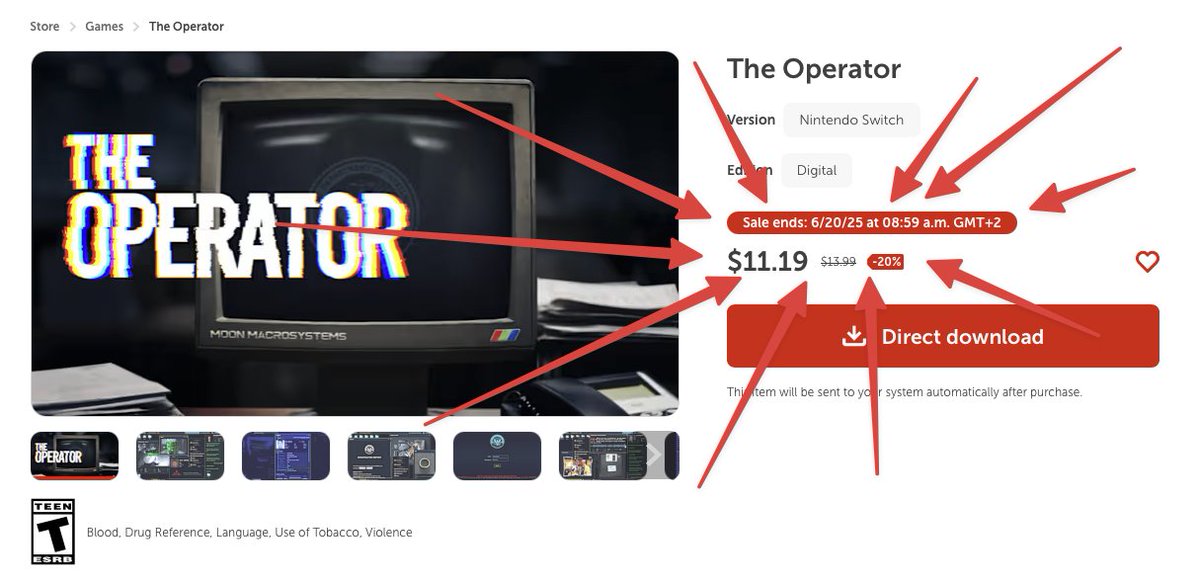 By the way, to celebrate the Nintendo Switch 2 release, The Operator has a -20% discount on the eShop!