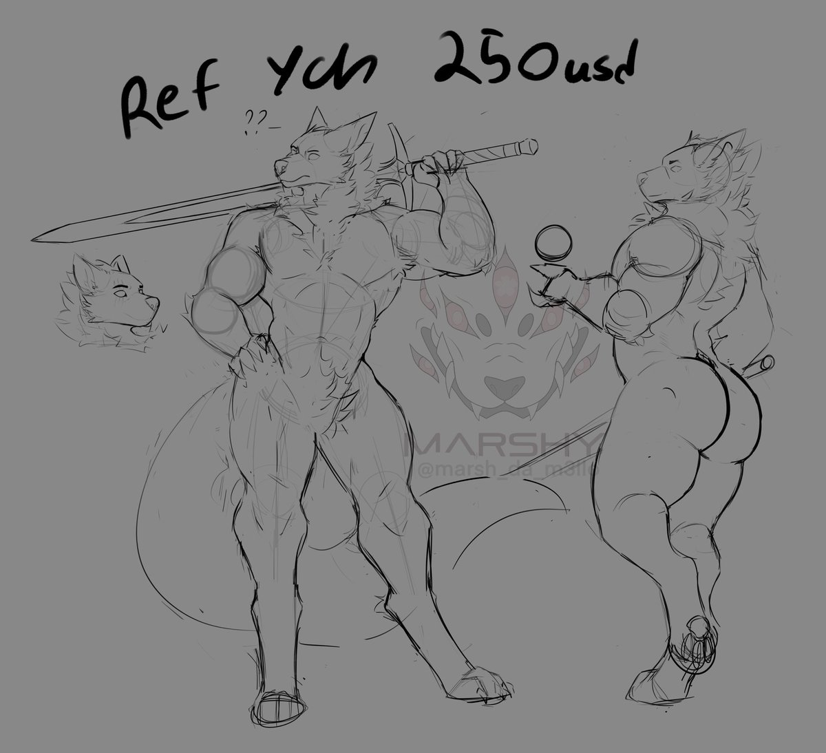 Hello! No adopt this month but I’ll be reselling this canceled ref as a one-slot ych or custom character for 250, dm to claim! 

Nsfw alt + colored sketch is 50 extra!