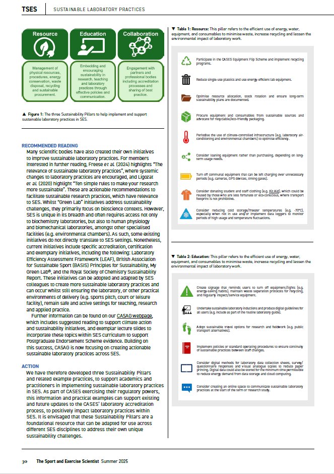 🔖 We also provide simple, yet effective recommendations for the three sustainability pillars to implement in SES laboratories, which are applicable across teaching, research &amp; consultancy practices.