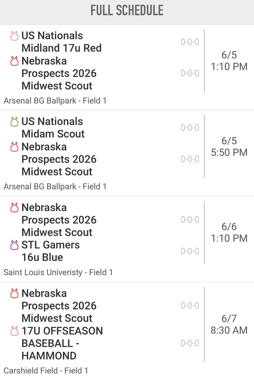 Schedule for the weekend in Saint Louis