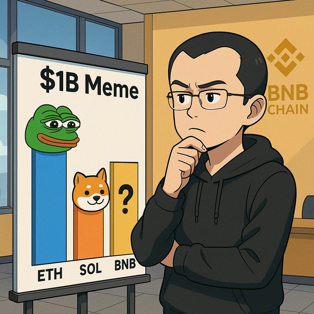 With <a href="/BNBCHAIN/">BNB Chain</a> hitting new ATHs, i think its time for the $1B meme to be born here.

ETH has Pepe, SOL has Bonk... $BNB? Maybe a cat? Lets show them its possible on BNB too, <a href="/cz_binance/">CZ 🔶 BNB</a>.