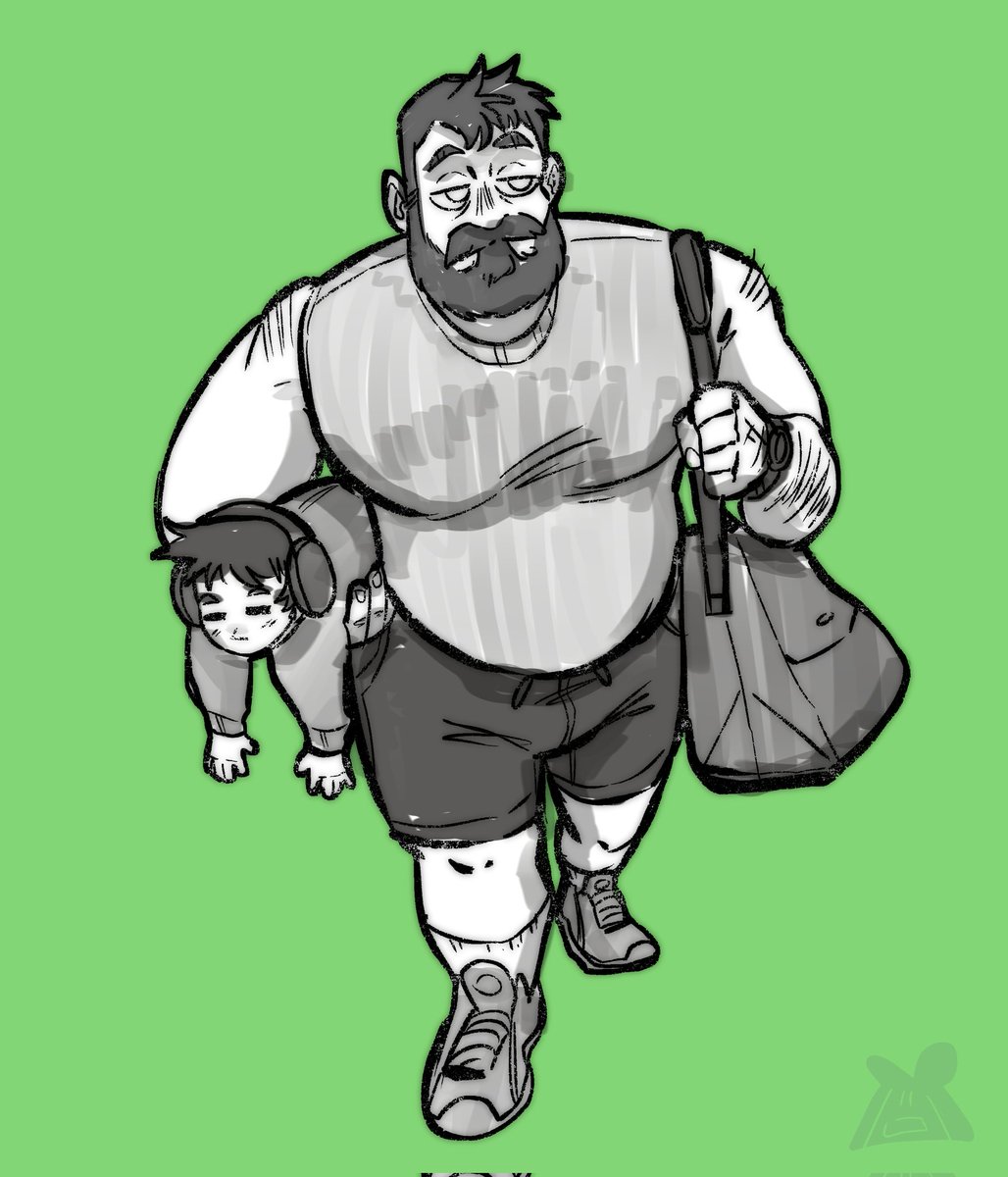 Lavender_Draw's tweet image. He had to go pick up the kiddo after the gym🦖