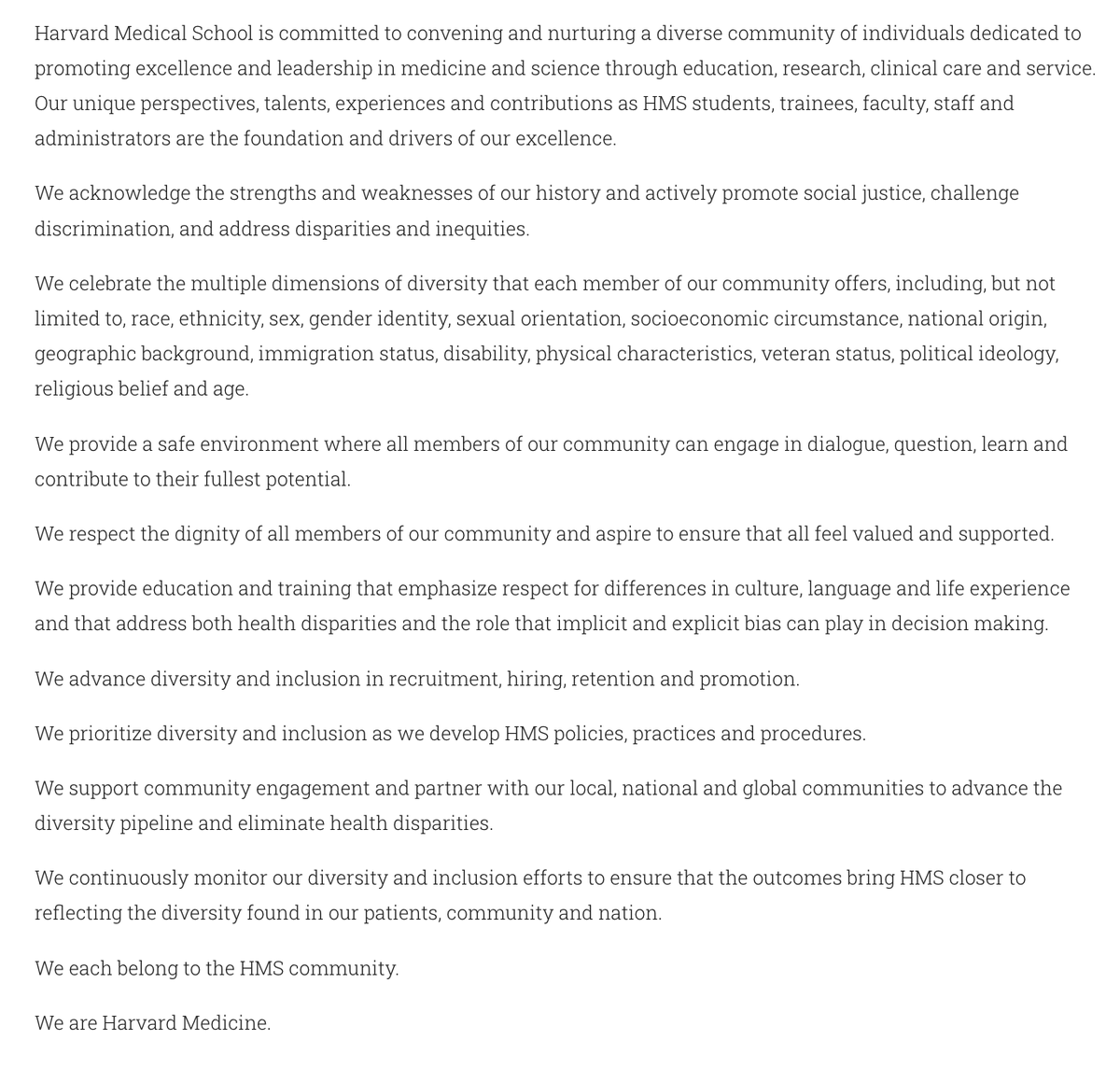 Dhruv Patel (@dhruvtkpatel) on Twitter photo SCOOP: The Harvard Medical School quietly pulled its diversity statement (attached) on Wednesday.
It had pledged to "prioritize" DEI in school policies and "advance" it in hiring decisions.
HMS Dean Daley's email didn't mention the move.
In <a href="/thecrimson/">The Harvard Crimson</a>
thecrimson.com/article/2025/6… SCOOP: The Harvard Medical School quietly pulled its diversity statement (attached) on Wednesday.
It had pledged to "prioritize" DEI in school policies and "advance" it in hiring decisions.
HMS Dean Daley's email didn't mention the move.
In <a href="/thecrimson/">The Harvard Crimson</a>
thecrimson.com/article/2025/6…