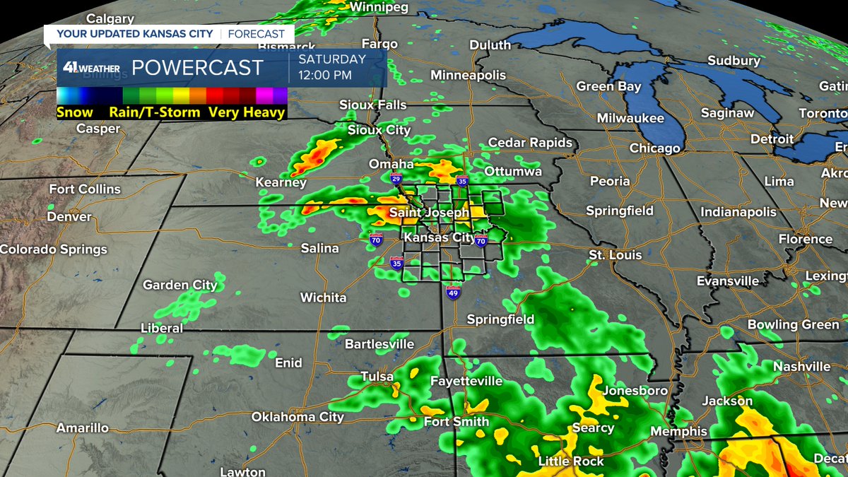 Jeff Penner (@jeffpennerkshb) on Twitter photo We are tracking 3 main rain (no severe wx) chances.
1. Today until 3-5 PM: Scattered showers/sprinkles
2. Friday morning: Rain, few T-Storms from KC & south. A few showers may linger during the afternoon.
3. Saturday morning/early PM: Rain, few T-Storms from KC & south. <a href="/KSHB41/">KSHB 41 News</a> We are tracking 3 main rain (no severe wx) chances.
1. Today until 3-5 PM: Scattered showers/sprinkles
2. Friday morning: Rain, few T-Storms from KC & south. A few showers may linger during the afternoon.
3. Saturday morning/early PM: Rain, few T-Storms from KC & south. <a href="/KSHB41/">KSHB 41 News</a>