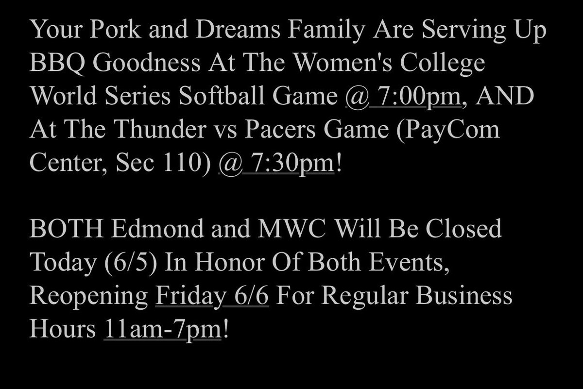 So Much Going On In OKC Today!! #BigOsBBQOKC #FollowTheSmokeCloud #WomensCollegeWorldSeries #ThunderUp