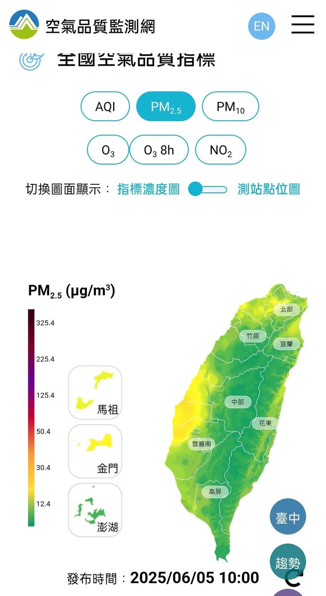 AngelPen8's tweet image. 今天 2025/06/05 上午10:00,中火十部燃煤機組、四部燃氣機組全力運轉的空氣品質,好的不得了。
所謂的空氣污染,其實是東北季風把中國的霧霾吹過來。