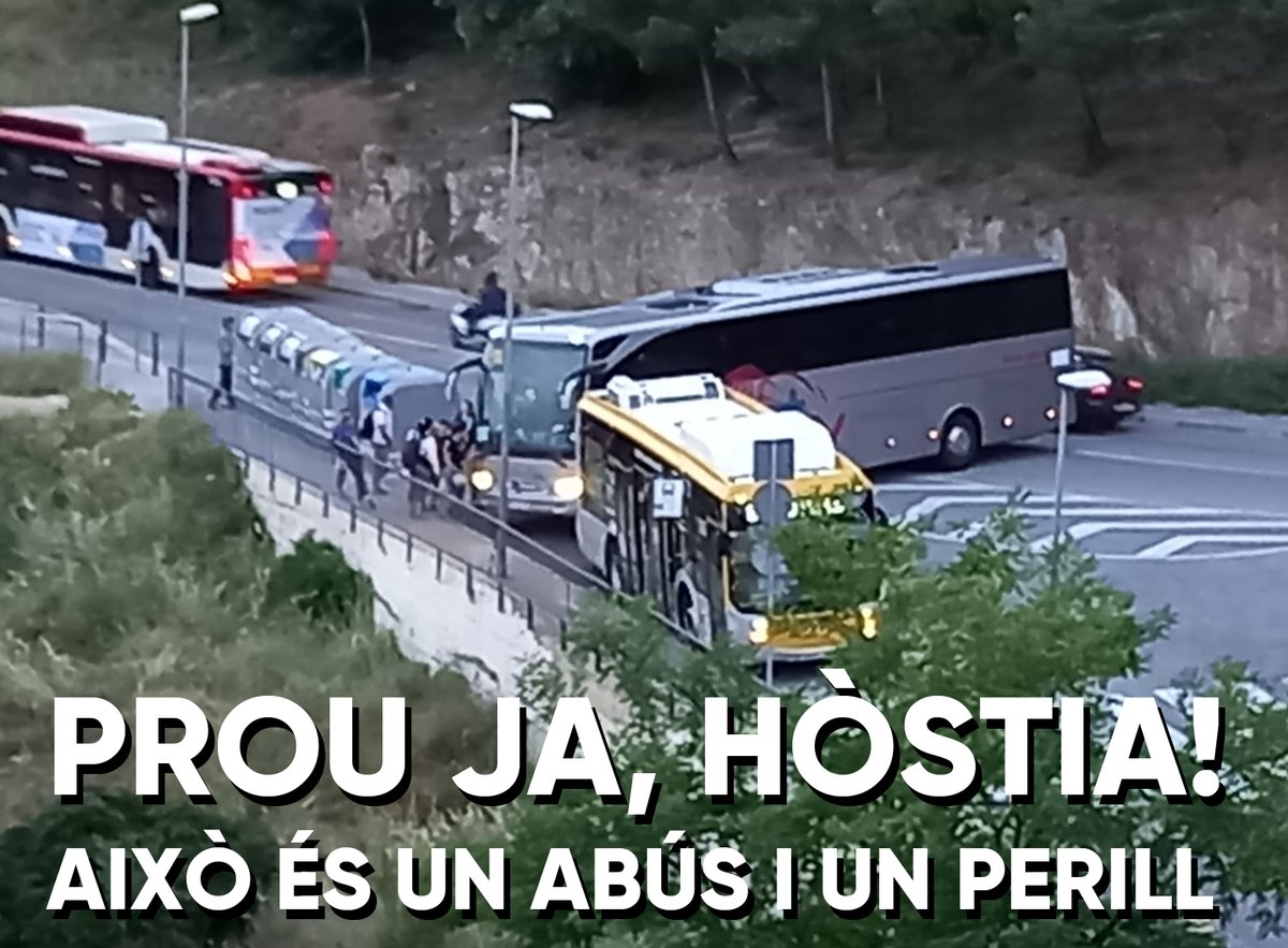 🚧4t TALL DE CARRETERA DEL CARMEL!

Dissabte 7 de juny, d'11:30 a 13h.

👉🏽Cap vehicle arribarà al Park Güell si el veïnat no podem accedir al transport públic i el personal de TMB conduir sense perill.

Escull el teu punt de tall i vine a defensar els teus drets!