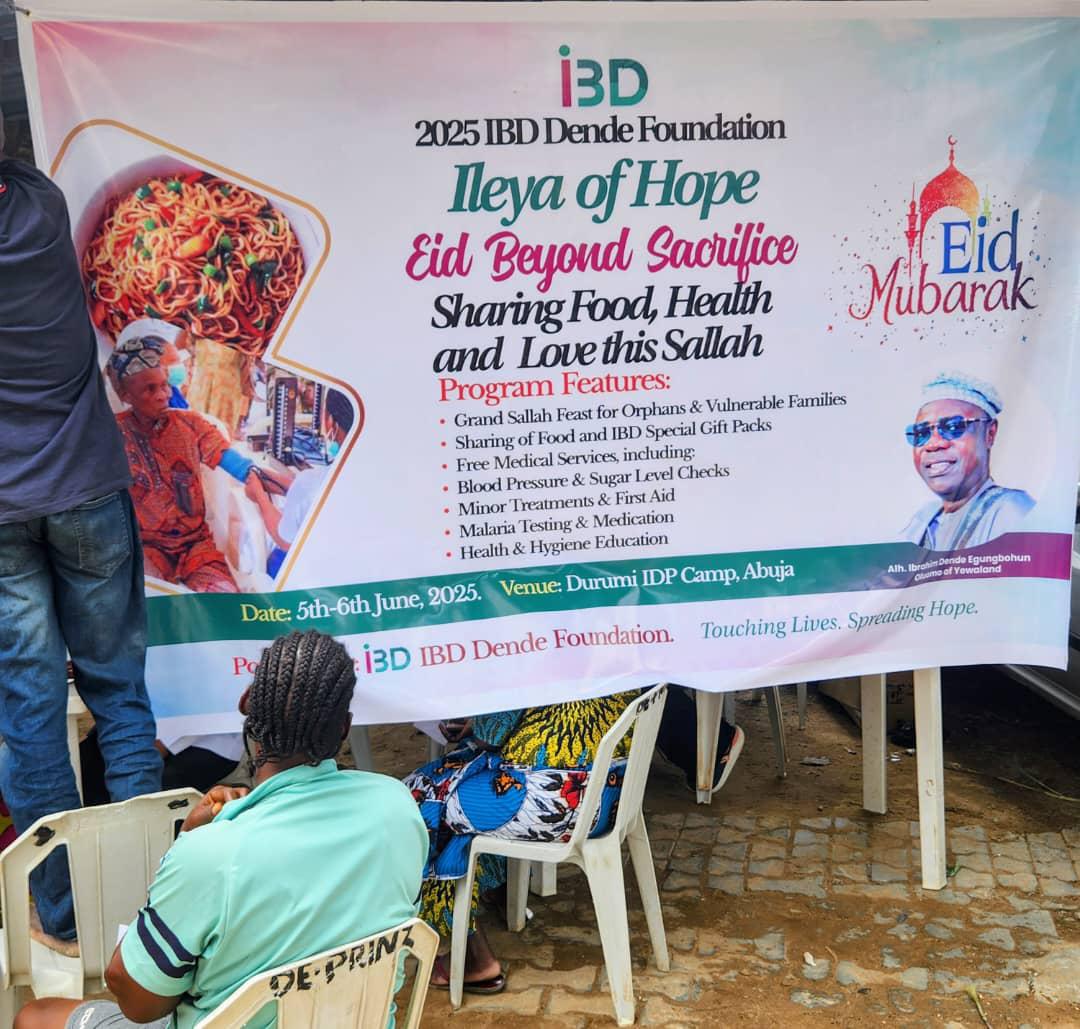 LabzyUsuff's tweet image. The Dende Foundation, led by Chairman Alhaji Dende Egungbohun and Coordinator Chief Mrs. Omolara Egungbohun, is promoting kindness, generosity, and community well-being during Eid-al-Adha through their &quot;Eid Beyond Sacrifice&quot; initiative, focusing on sharing food, health, and love.