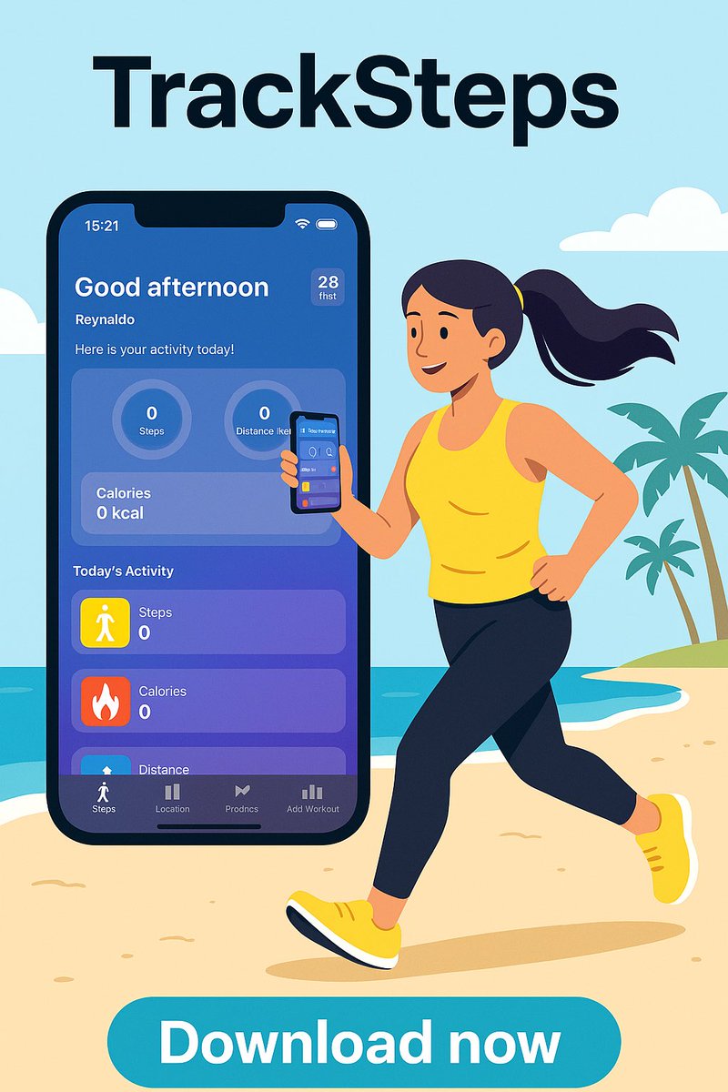 App_Designer2's tweet photo. TrackSteps is now live on the AppStore.
#tracksteps #steps #pasos #walk #fitness #goals #swiftui #swiftdata #cloudkit #icloud #iphone #xcode16 #apple #swiftuispanish #appdesigner2 https://t.co/SNPuM7j0Zt
