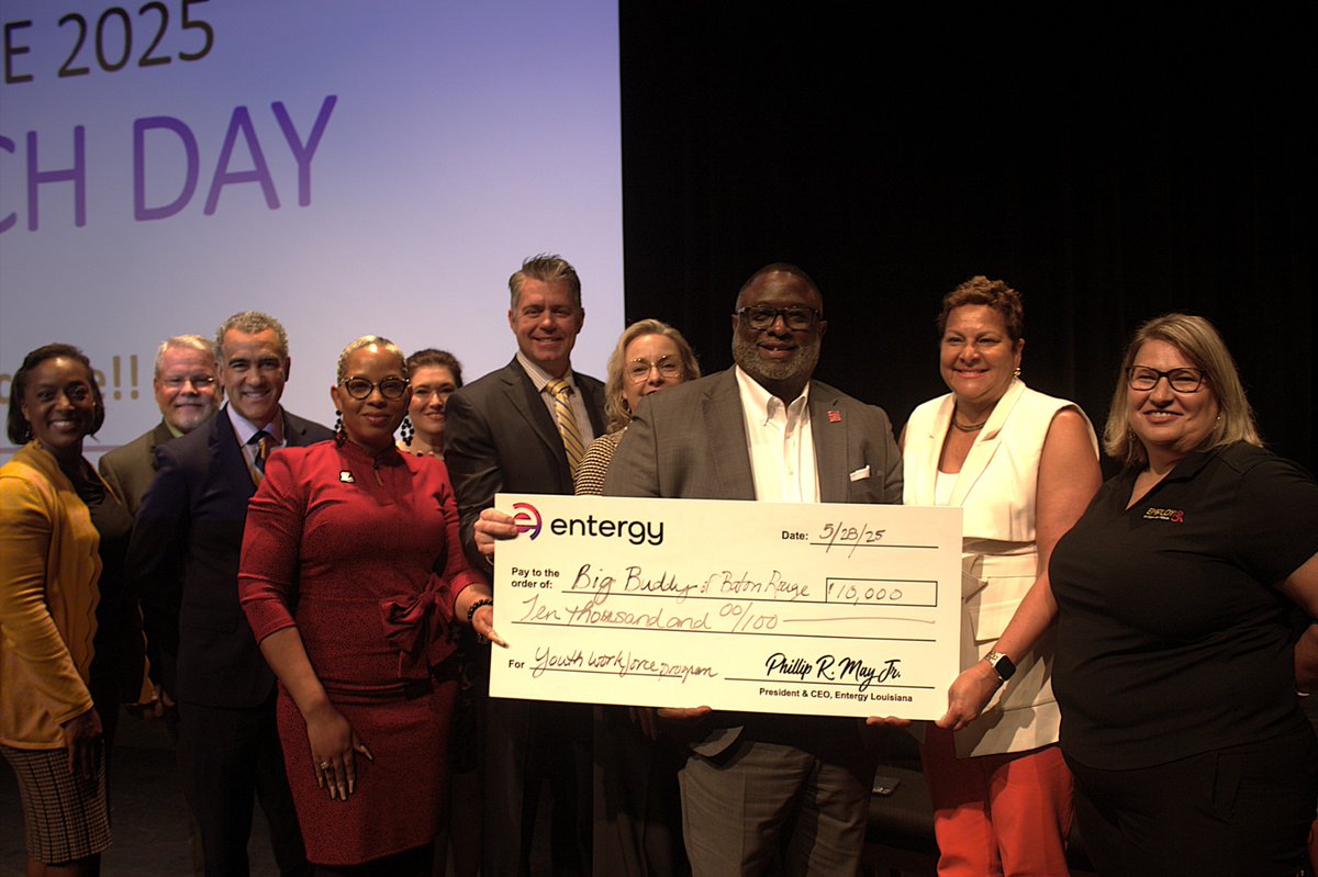 Thanks to Entergy for its generous donation to the Big Buddy Program in support of the Mayor’s Youth Workforce Experience, a partnership between EBR Schools, Employ BR, BRCC, BRAC, Big Buddy and the Office of the Mayor-President. 
#WorkforceDevelopment #ebrschools

See less