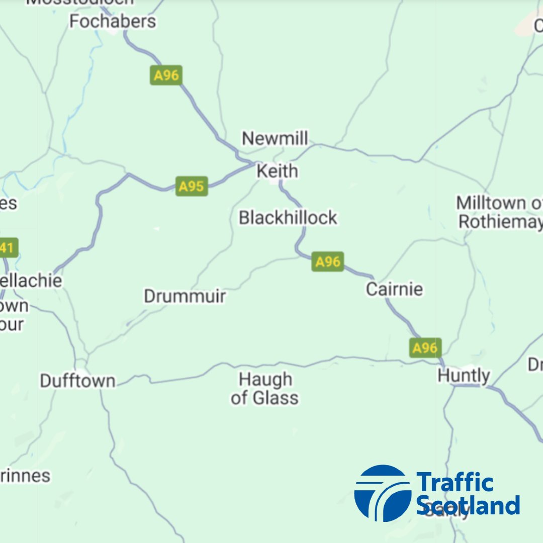 Traffic Scotland (@trafficscotland) on Twitter photo NEW❗️⌚️20:22
#A95 Keith
⛔The A95 West of Keith is CLOSED in both directions due to a road traffic incident. Drivers are advised to use caution on approach and expect delays⛔
📢Further updates to follow as we get them📢
<a href="/NETrunkRoads/">Amey NE Trunk Roads</a> NEW❗️⌚️20:22
#A95 Keith
⛔The A95 West of Keith is CLOSED in both directions due to a road traffic incident. Drivers are advised to use caution on approach and expect delays⛔
📢Further updates to follow as we get them📢
<a href="/NETrunkRoads/">Amey NE Trunk Roads</a>