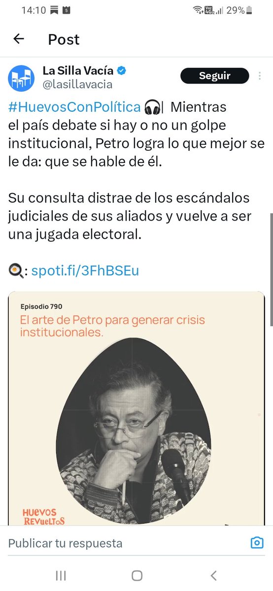 <a href="/lasillavacia/">La Silla Vacía</a> es muy mañosa en su inpretación política. Al proceso de democratización que lidera <a href="/petrogustavo/">Gustavo Petro</a> desde el poder ejecutivo (<a href="/infopresidencia/">Presidencia Colombia 🇨🇴</a>) lo llama "arte para generar crisis institucionales". Para nada. Presidencia contrapesa a un Congreso que abusa de su poder.