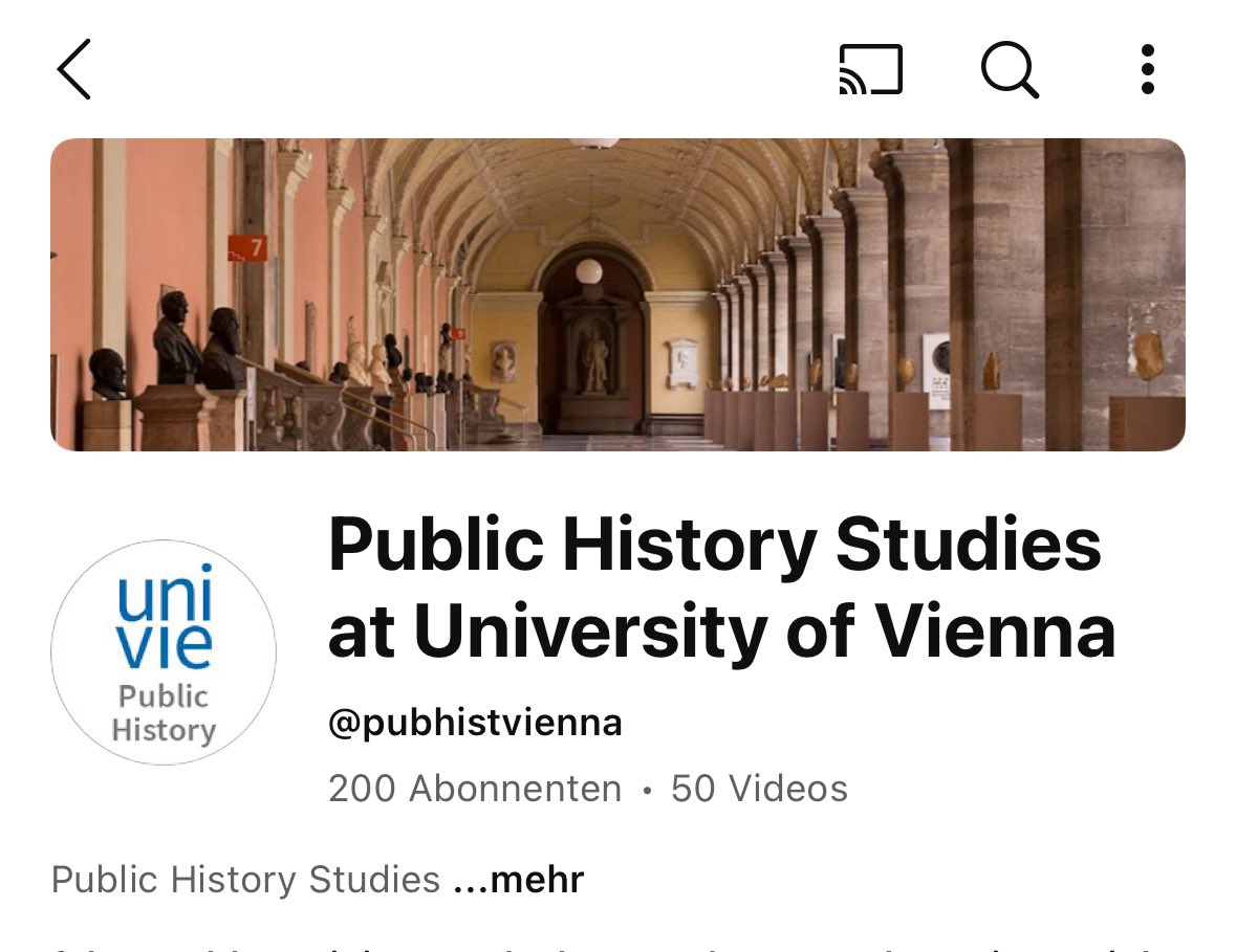 Marko Demantowsky (@mdemantowsky) on Twitter photo Jetzt hat der YouTube-Kanal von <a href="/PubHistVienna/">Public History Studies at University of Vienna</a> das Abonnement 200.
Vielen besten Dank für das Interesse! Jetzt hat der YouTube-Kanal von <a href="/PubHistVienna/">Public History Studies at University of Vienna</a> das Abonnement 200.
Vielen besten Dank für das Interesse!
