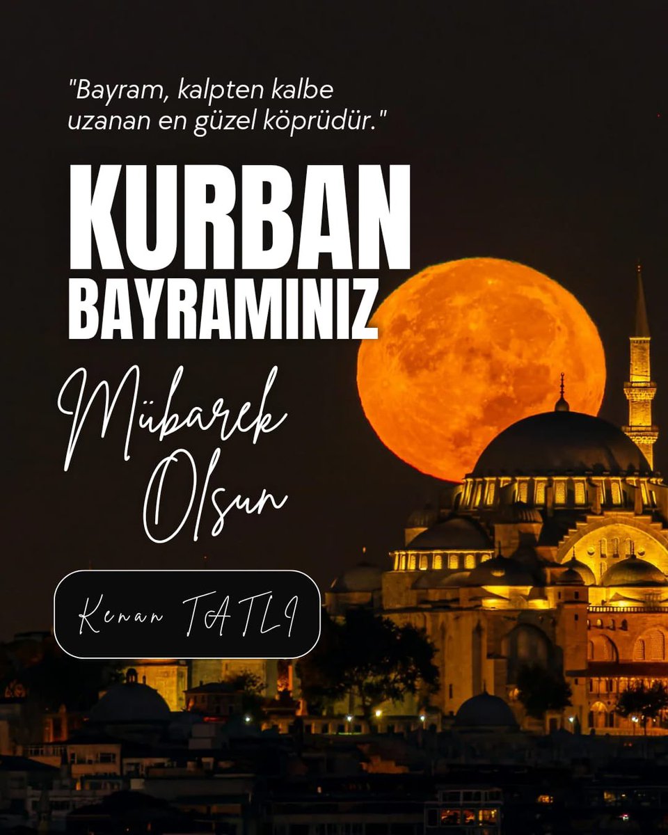 tatliikenan's tweet image. “Bayram dostluğu, sevgiyi ve geleceği paylaşmaktır. Aşımızı, ekmeğimizi, soframızı paylaşmaktır. Birlik ve beraberliğimizi, kardeşlik ve dostluğumuzu en sıcak şekilde hissedeceğimiz bir Kurban Bayramı dilerim.”