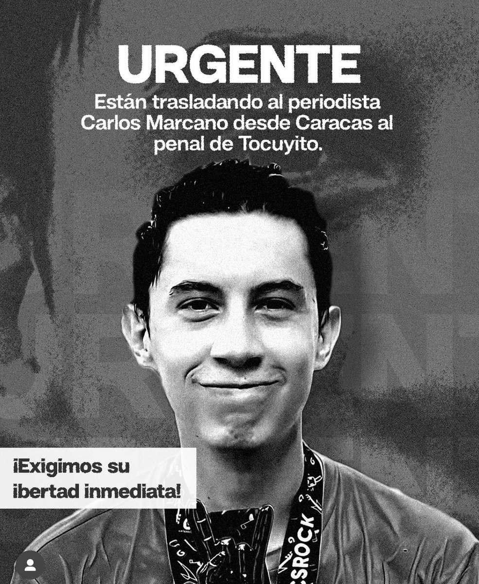 🚨🚨🚨URGENTE🚨🚨

Carlos Marcano, periodista secuestrado por la dictadura de Maduro, está siendo trasladado desde Caracas al Penal de Tocuyito.