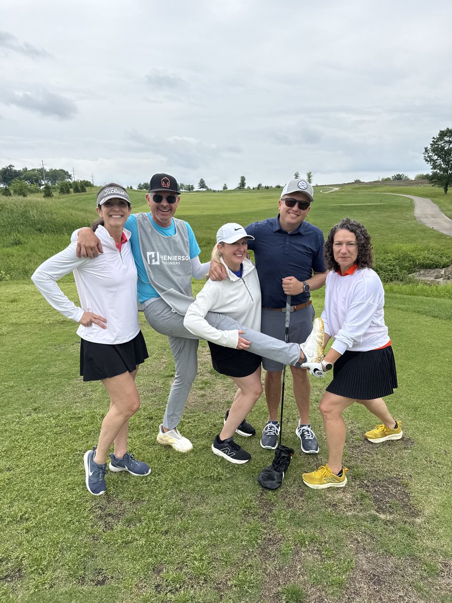 Team “Keep your skirts on” with a little air guitar. #hendersongolf