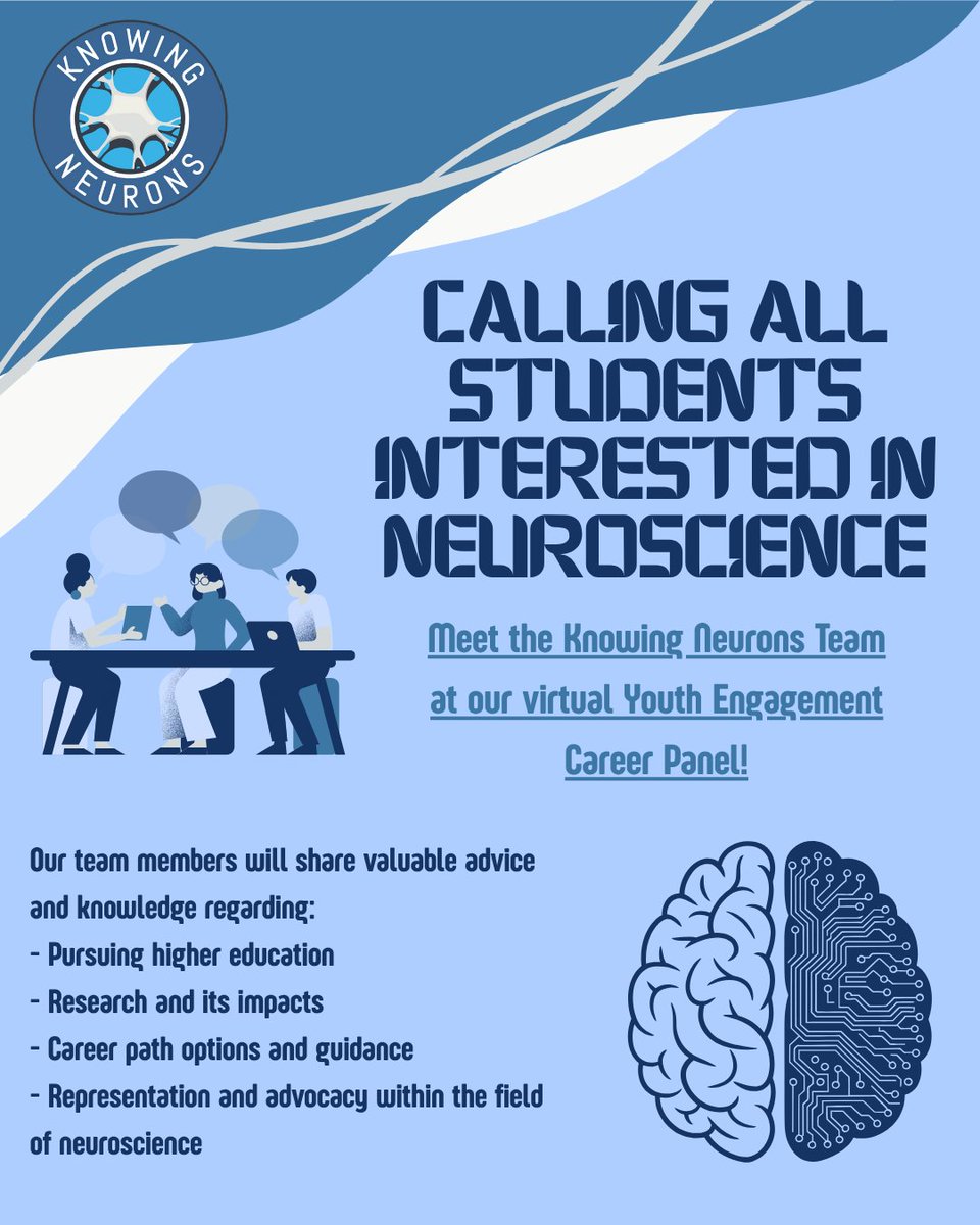 Are you interested in pursuing a career in neuroscience? 🧠 🎓 Listen from early career neuroscientists in a virtual panel discussion next week on June 13th! We will be sending out more details soon. Students from ALL levels are welcome! (Even high school!)