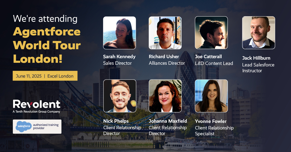 We can't wait to attend Salesforce's Agentforce World Tour London on Wednesday! 🌟

📍 To meet the Revolent team at #AgentforceWorldTour, connect with us here: revolentgroup.com/contact/

#Salesforce #Agentforce #AI #CRM #DigitalTransformation