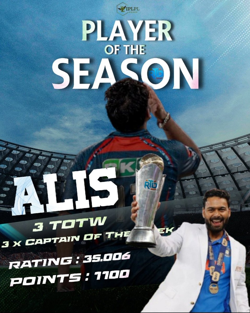 IPLPL RIVALRY ERA AWARDS.

Congratulations to <a href="/dumbuser__/">🍁</a> for Winning PLAYER OF THE SEASON 🎉

Alis has Completely Dominated IPLPL RIVALRY ERA 🔥

#IPLPL