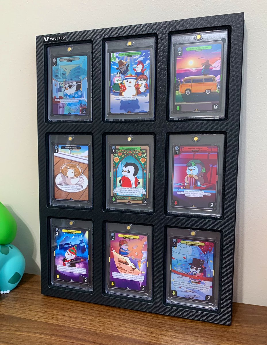 Had to throw some <a href="/vibes_tcg/">Vibes (Pudgy TCG)</a> cards in my new <a href="/vaultedcollect/">Vaulted®</a> display ☕️🍿