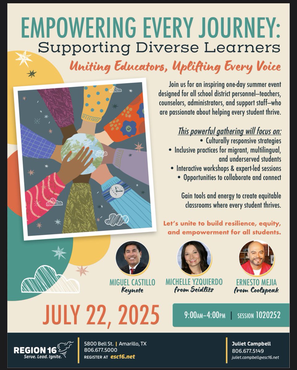 miguelmigrant's tweet image. Proud to announce that I will be the keynote speaker at the Region 16 Migrant Summer Conference. Because every student matters and every voice counts. Ready to light 🔥 up the audience. #sisepuede #migranteducation #migranted #inspire #KeynoteSpeaker #InspireGreatness