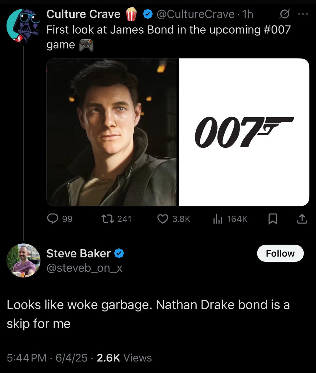 Damn so now having white male leads is woke?