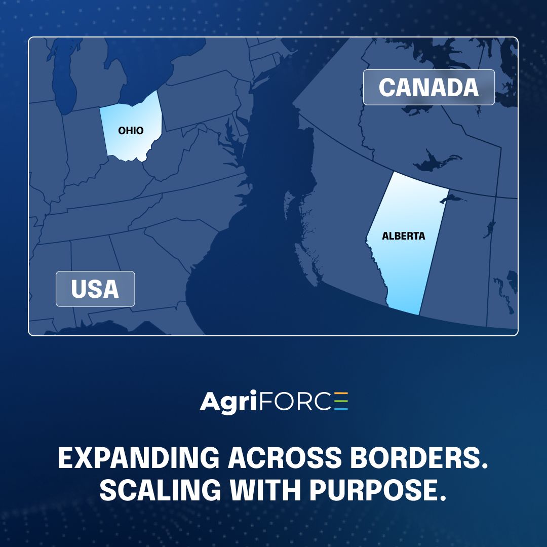 Expanding across borders. Scaling with purpose.
AgriFORCE is proud to lead the way in sustainable Bitcoin mining, with active sites now in Ohio and Alberta. From the U.S. heartland to Canada’s energy corridor, our mission is clear:

 ⚡ Turn wasted energy into productive power