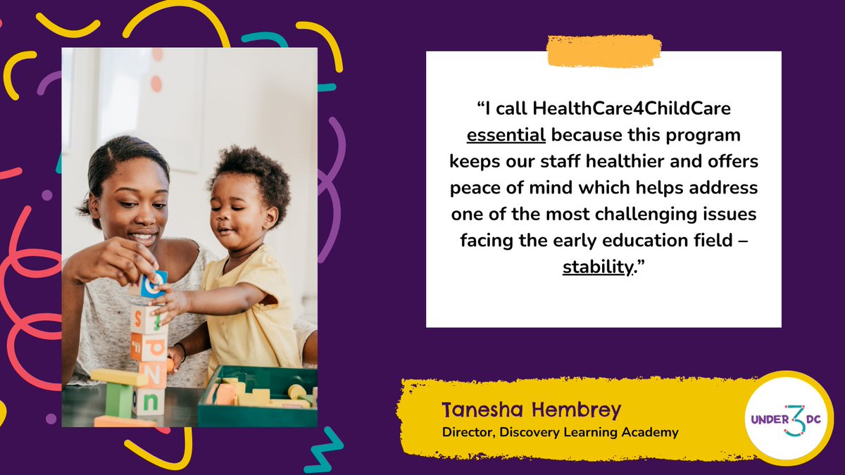 Under3DC's tweet image. Early educators care for #WashingtonDC’s future, our youth, but many can’t afford to care for their own health. Without full funding for the #PayEquityFund, early educators could lose health coverage, parents could lose work, & children could lose care. @councilofdc…