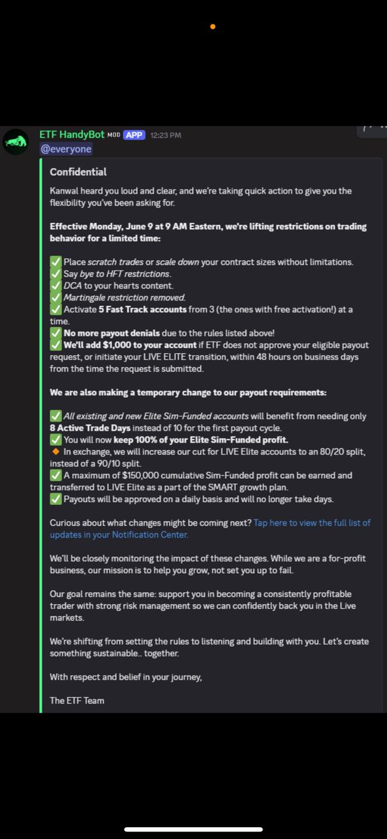 OkalaNQT's tweet image. 🚨 ELITE TRADER FUNDING 🚨 

HUGE UPDATE from @EliteTraderFund 

Looks like they want some of that apex pie with these changes

I’ll be submitting 2 payouts with them this week! Honestly…keeping my hopes in check until I see the changes in effect

BUT these are huge improvements