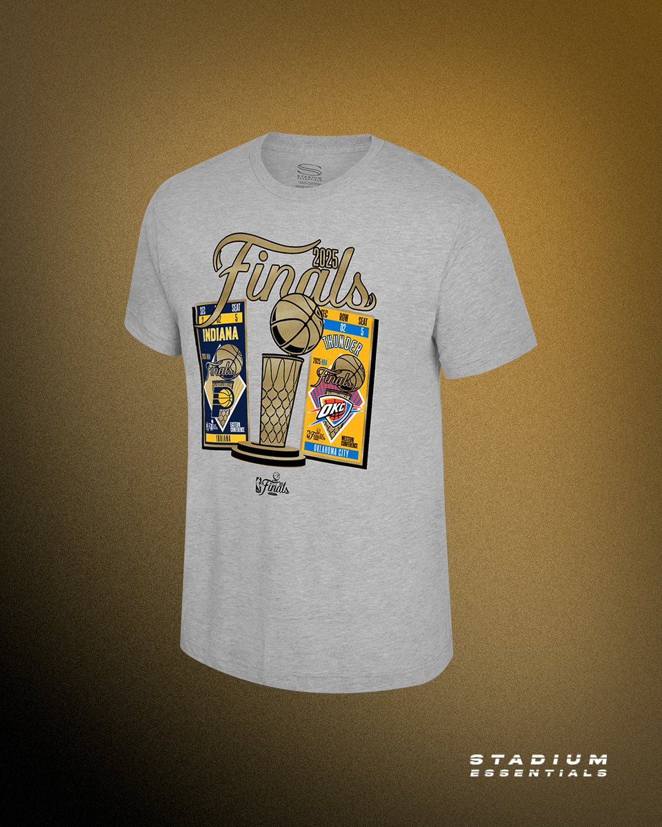 StadiumEssntls's tweet image. Game Day! ποΈ π Indiana and OKC have punched their ticket to the 2025 NBA Finals and face off tonight in Game 1. Commemorate the series with the official #StadiumEssentials Ticket Match Up T-Shirt available now on Fanatics.com.
#MyStadiumEssentials
