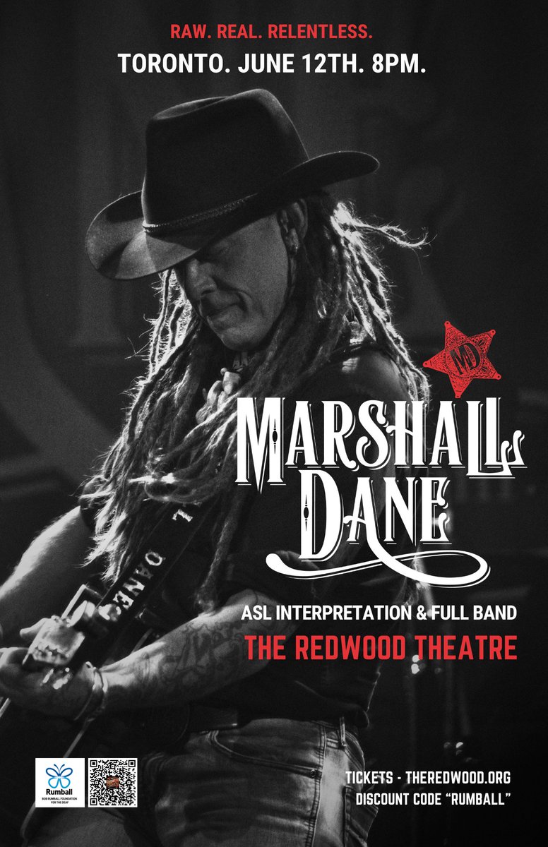 We are so pumped for this show! Marshall Dane with full band and ASL Interpretation at the Redwood Theatre happening June 12th at 8pm! Get your discounted tickets with code "RUMBALL" via theredwood.org.