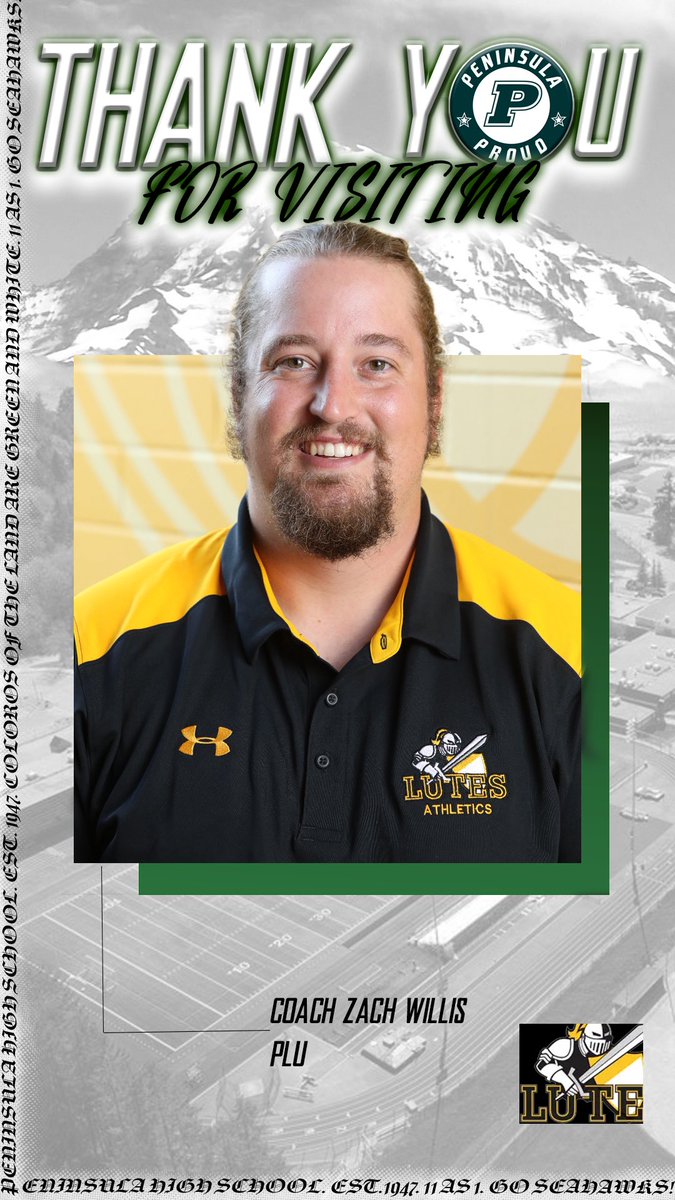Peninsula HS Football (@seahawks_phs) on Twitter photo Wanna thank <a href="/Zach_Willis45/">Zach Willis</a> and <a href="/PLUFootball/">Pacific Lutheran Football</a> for coming by and watching practice yesterday! Great to have the Lutes in the house! Hoping to add more Seahawks to the ranks!
#11as1™️
#PurdyGrit Wanna thank <a href="/Zach_Willis45/">Zach Willis</a> and <a href="/PLUFootball/">Pacific Lutheran Football</a> for coming by and watching practice yesterday! Great to have the Lutes in the house! Hoping to add more Seahawks to the ranks!
#11as1™️
#PurdyGrit