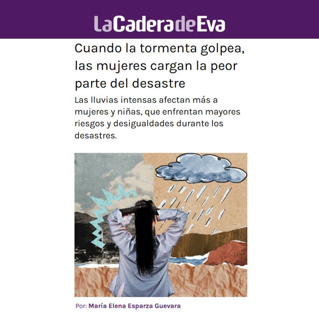 MaElenaEsparza's tweet photo. ¿Te has preguntado si las #lluvias afectan de la misma manera a hombres que a #mujeres? A nosotras nos llueve sobre mojado por las desigualdades estructurales y la #ViolenciaDeGénero.
Sobre esto, mi columna en @LaCaderadeEva 👇
https://t.co/PRzpYRCKD9

#Escribo #leer https://t.co/Hxggyilt8r