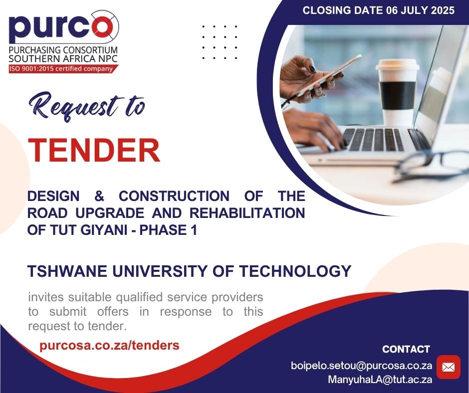 NEW TENDER ADVERT #PURCOSATenders 

Link to the tender advert: purcosa.co.za/system/files/t…

For more information, visit: purcosa.co.za/tender/15545