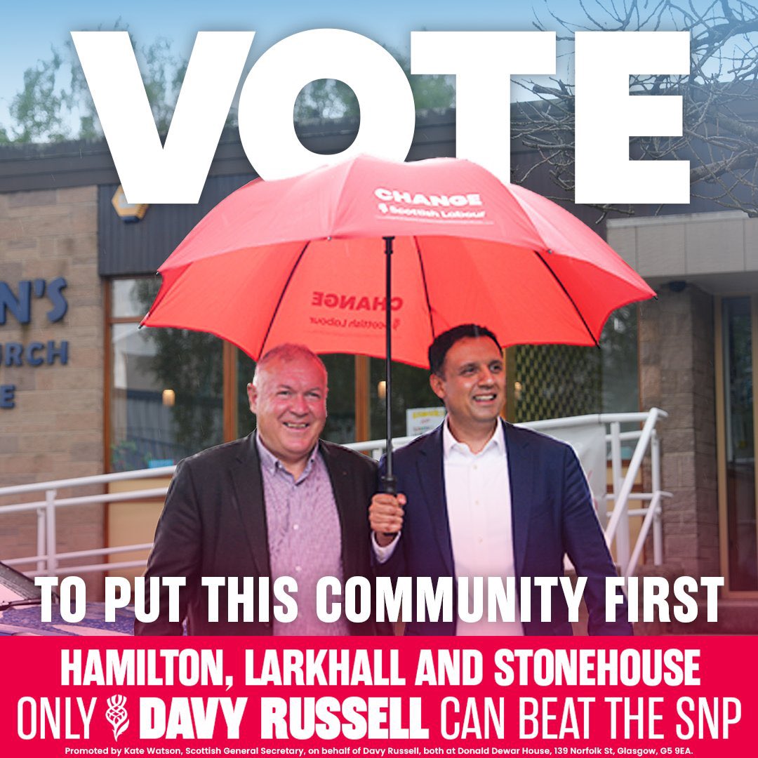 Foysol Choudhury MBE MSP (@foysolchoudhury) on Twitter photo Out in Hamilton, Larkhall, and Stonehouse for the by-election TODAY.
Polls are open until 10 pm.
Still time to vote for <a href="/ScottishLabour/">Scottish Labour</a> candidate <a href="/DavyRussell4HLS/">Davy Russell for Hamilton, Larkhall and Stonehouse</a>
🗳️ #VoteScottishLabour Out in Hamilton, Larkhall, and Stonehouse for the by-election TODAY.
Polls are open until 10 pm.
Still time to vote for <a href="/ScottishLabour/">Scottish Labour</a> candidate <a href="/DavyRussell4HLS/">Davy Russell for Hamilton, Larkhall and Stonehouse</a>
🗳️ #VoteScottishLabour