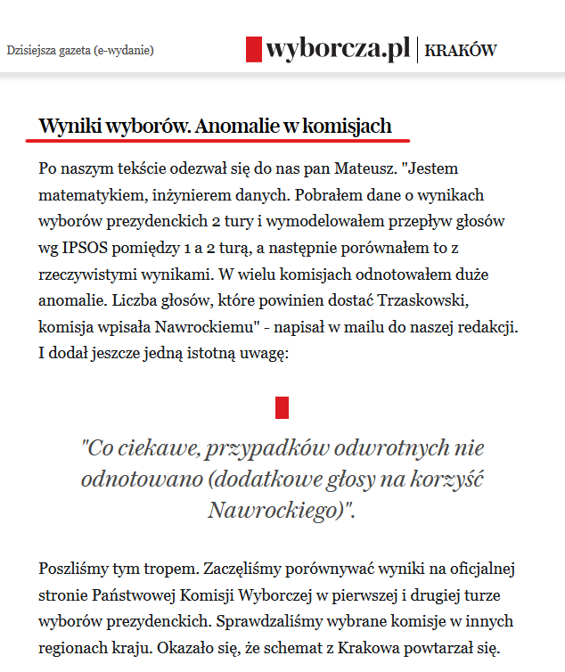 Bob57PL's tweet photo. 🆘Mówi pan Mateusz. "Jestem matematykiem,  inżynierem danych. Pobrałem dane o wynikach wyborów prezydenckich 2 tury  i wymodelowałem przepływ głosów wg IPSOS pomiędzy 1 a 2 turą, a  następnie porównałem to z rzeczywistymi wynikami. 
W wielu komisjach  odnotowałem duże anomalie.‼️ https://t.co/sdeh8KQYJu